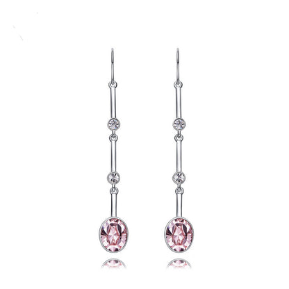 Boucles d'oreilles pendantes à pierre rose