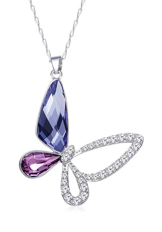 Collier Papillon Pierre de Cristal