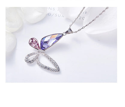 Collier Papillon Pierre de Cristal