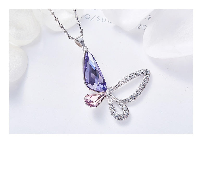 Collier Papillon Pierre de Cristal